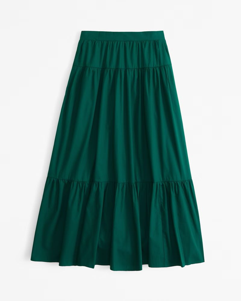 Popline tiered maxi skirt