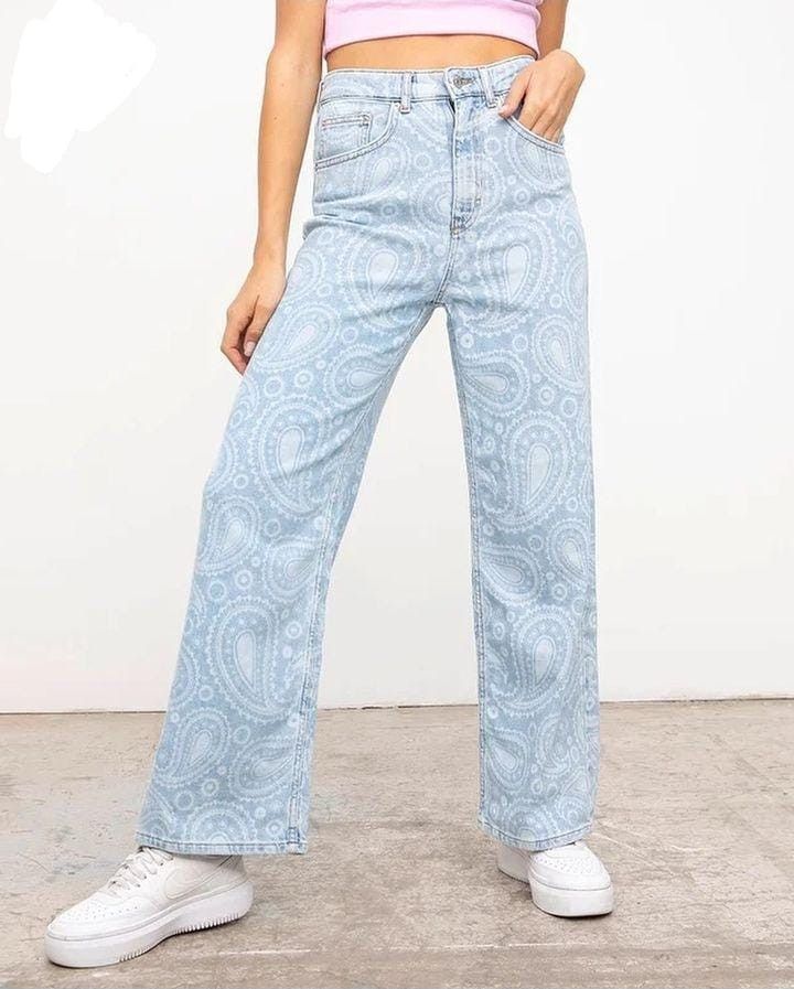 Fancy Embroidered Denim Pants