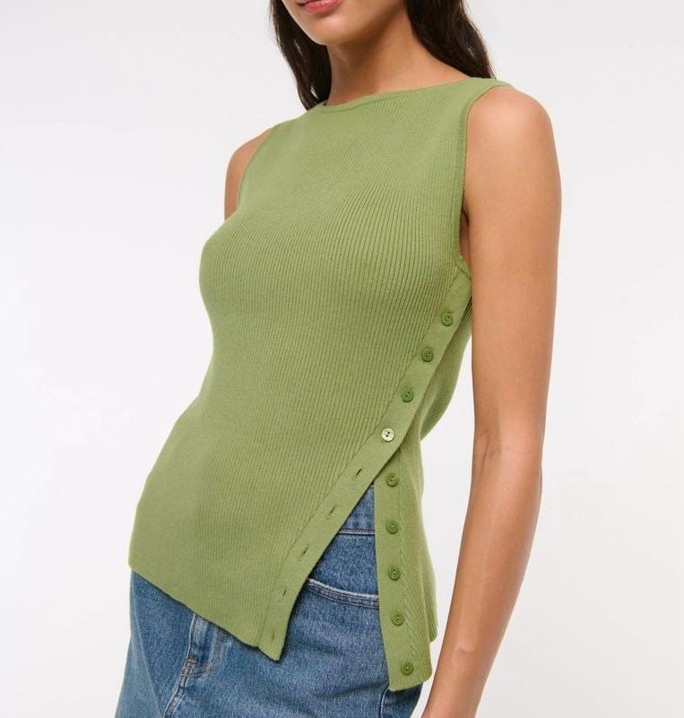 Sleeveless blouse with buttons GREEN‏