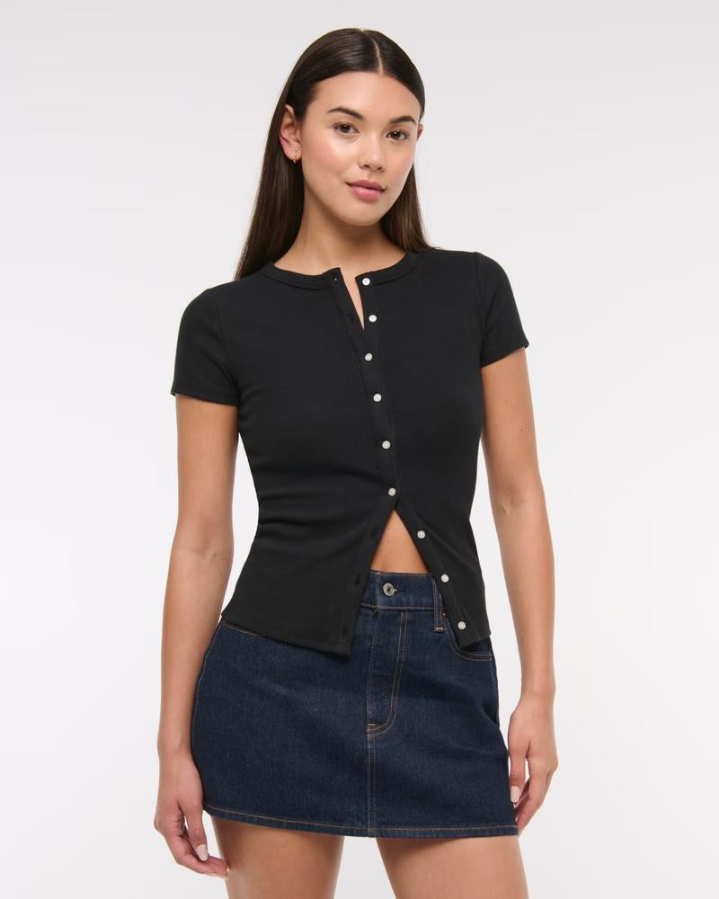 T-shirt Ribbed button throughout